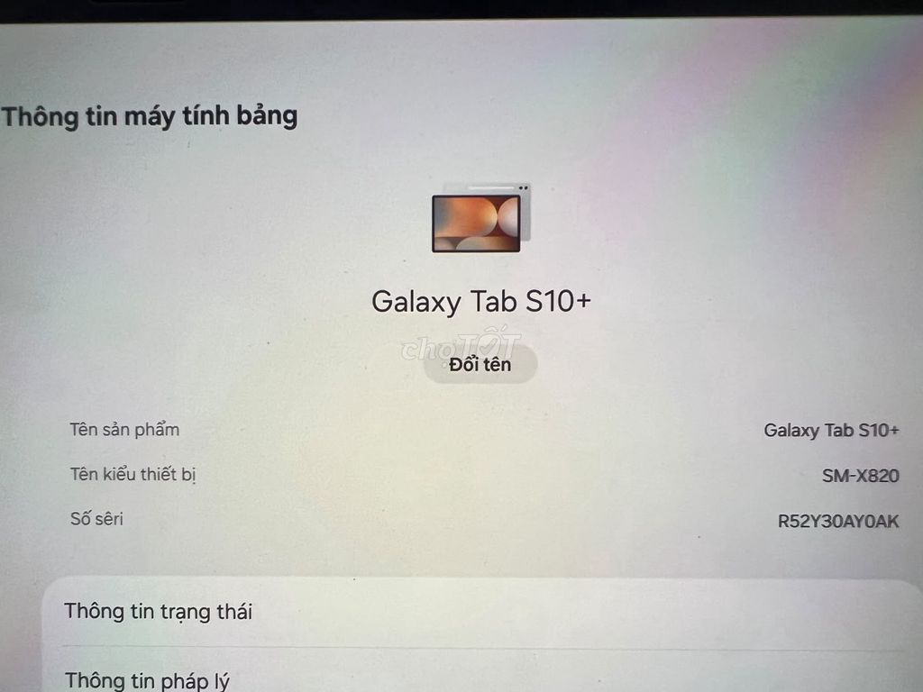 Bán máy Samsung Galaxy Tab S10+ SM-X820 Wifi. Mua bán Máy tính bảng tại Quận Thanh Khê Đà Nẵng được đăng bởi Tên chưa cung cấp hình 1
