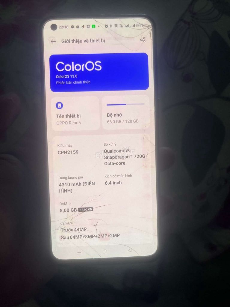 Reno 5 4G ram8/128G ám nứt như ảnh. Mua bán Điện thoại tại Quận Gò Vấp Tp Hồ Chí Minh được đăng bởi Nguyễn Minh hình 1