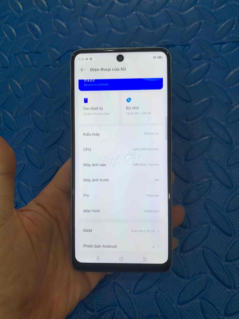Bán Tecno Pova6 neo ram8/128 pin 7000 zin xấu