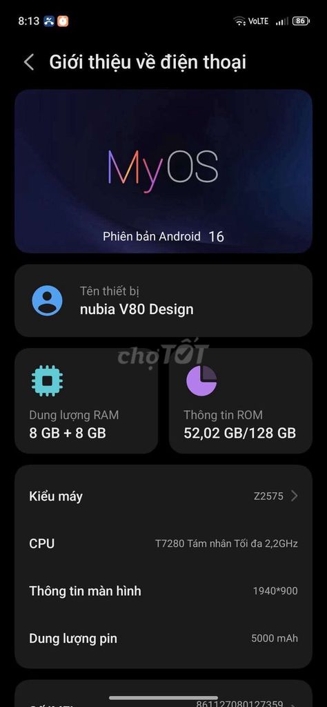 Nubia V80 Design 128GB Đen. Mua bán Điện thoại tại Quận Hoàng Mai Hà Nội được đăng bởi Văn Bộ hình 1