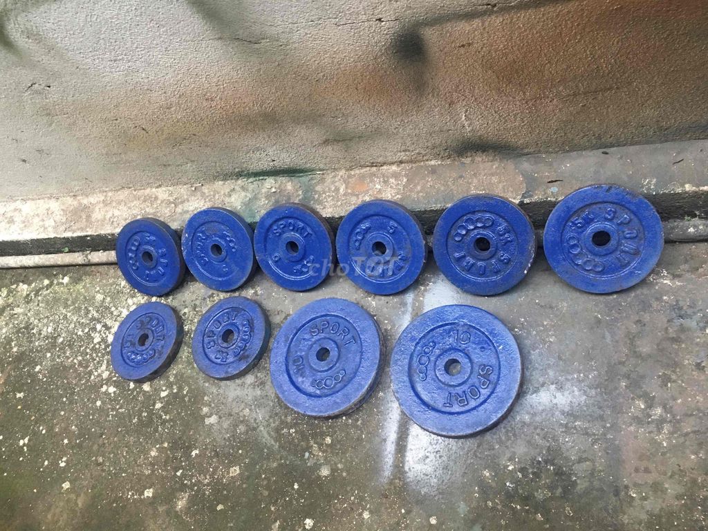 Tạ sắt 60kg màu xanh đã qua sử dụng