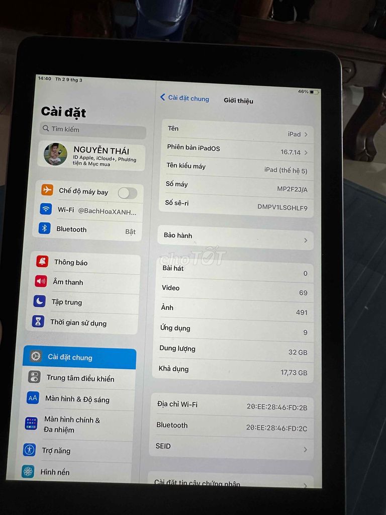 Apple iPad (thế hệ 5) 32GB Bạc. Mua bán Máy tính bảng tại Thị xã Tân Uyên Bình Dương được đăng bởi Tiến minh hình 1
