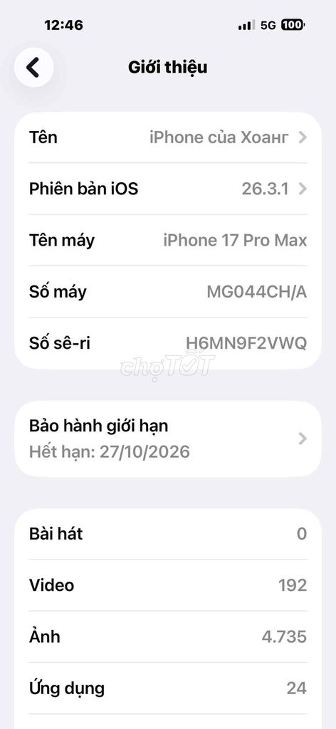 Apple iPhone 17 Pro Max 256GB Cam CH/A. Mua bán Điện thoại tại Thành phố Vũng Tàu Bà Rịa - Vũng Tàu được đăng bởi Minh Hoàng hình 1