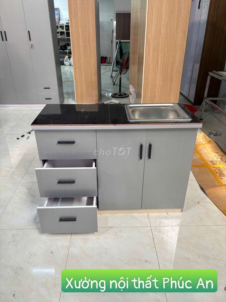 Tủ bếp Nhựa Đài Loan Xám 1m20. Mua bán Tủ, kệ gia đình tại Quận 3 Tp Hồ Chí Minh được đăng bởi Nội Thất Phúc Trường An hình 1
