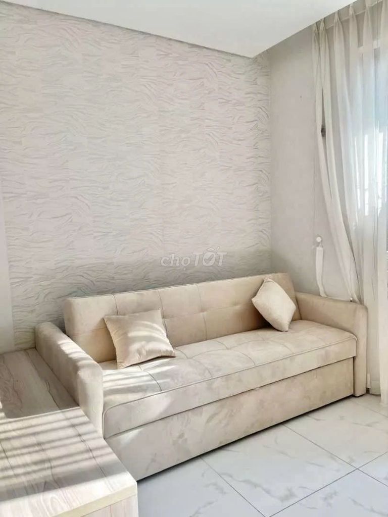 Sofa Giường Kéo Nhung Kem vừa làm giường ngủ