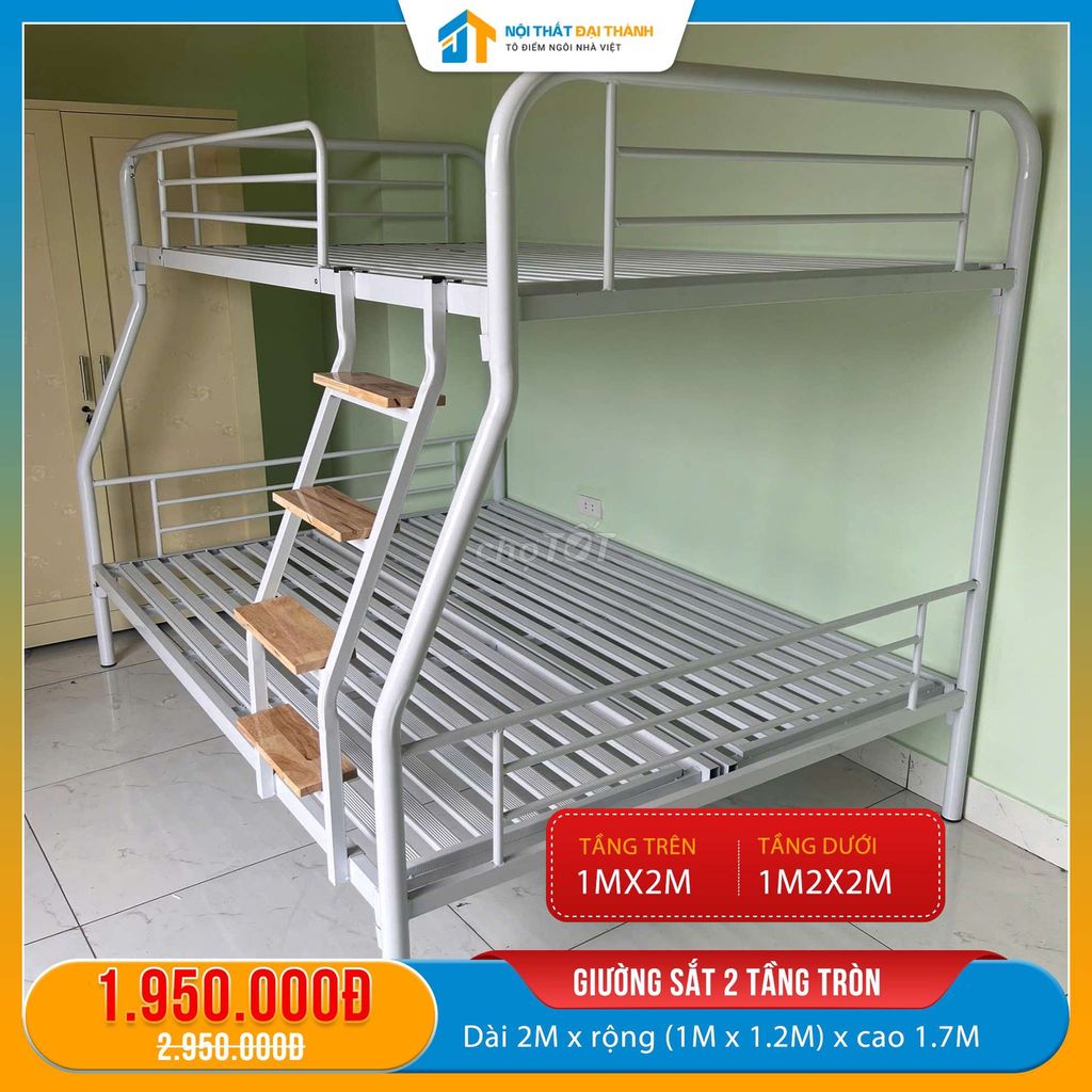 Giường 2 Tầng Lệch Trên 1M Dưới 1M2 Ống TrònGiá Rẻ. Mua bán Giường, chăn ga gối nệm tại Quận Tân Phú Tp Hồ Chí Minh được đăng bởi NỘI THẤT ĐẠI THÀNH hình 1