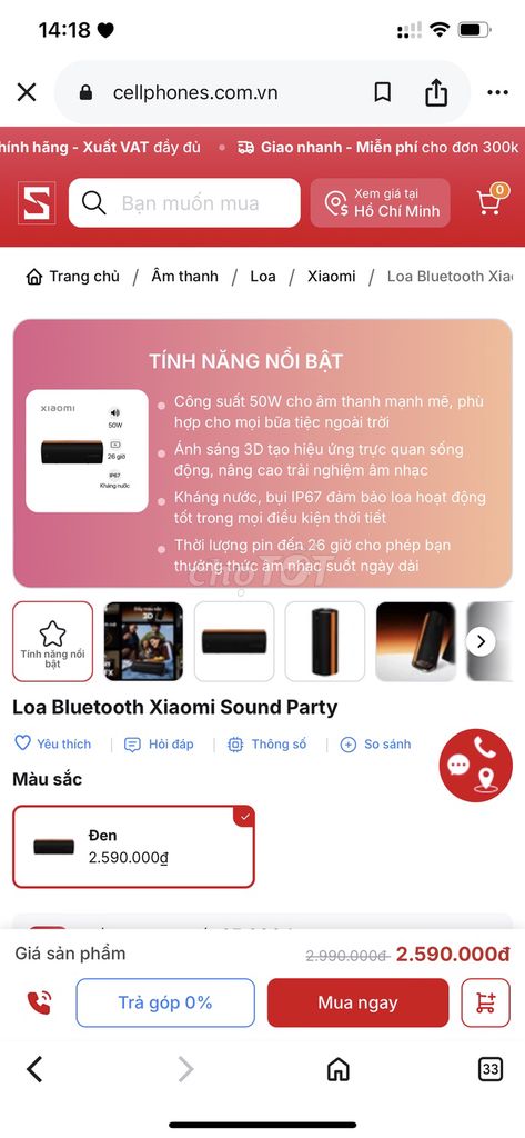 Loa Bluetooth Xiaomi Sound Party Đen. Mua bán Tivi, Âm thanh tại Huyện Châu Thành Trà Vinh được đăng bởi Nguyễn Quốc Huy hình 1