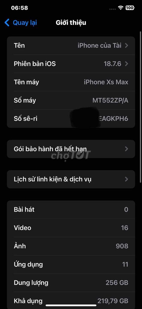 Apple iPhone XS Max 256GB. Mua bán Điện thoại tại Huyện Chơn Thành Bình Phước được đăng bởi ngô tấn tài hình 1