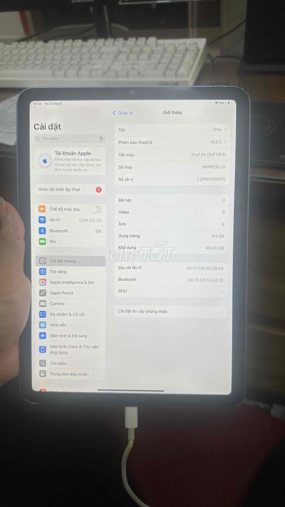 Apple iPad Air 5 M1 64GB Hỏng vân tay màn. Mua bán Máy tính bảng tại Quận Bình Thạnh Tp Hồ Chí Minh được đăng bởi sơn lê hình 1