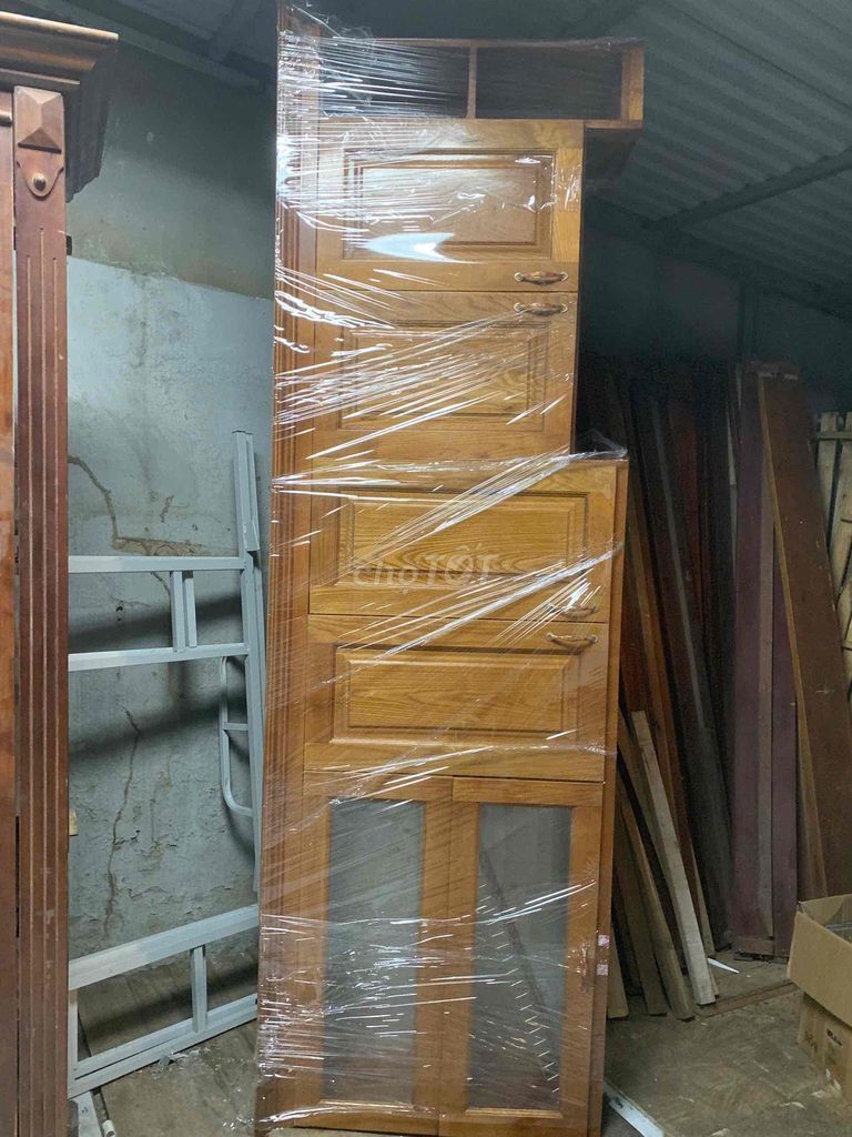 Tủ bếp TRÊN  gỗ sồi 2m5 màu nâu gỗ. Mua bán Tủ, kệ gia đình tại Quận Thanh Xuân Hà Nội được đăng bởi Bông Bông hình 1