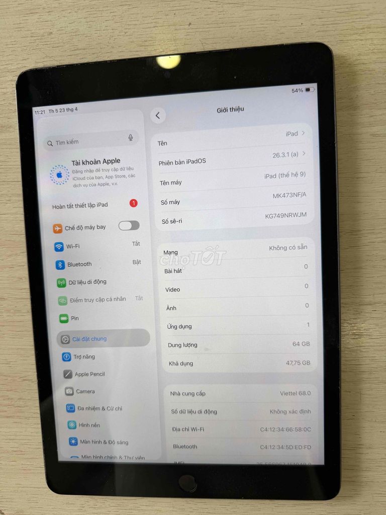 Apple iPad Gen 9 64GB Xám. Mua bán Máy tính bảng tại Quận 1 Tp Hồ Chí Minh được đăng bởi Minh Minh  hình 1