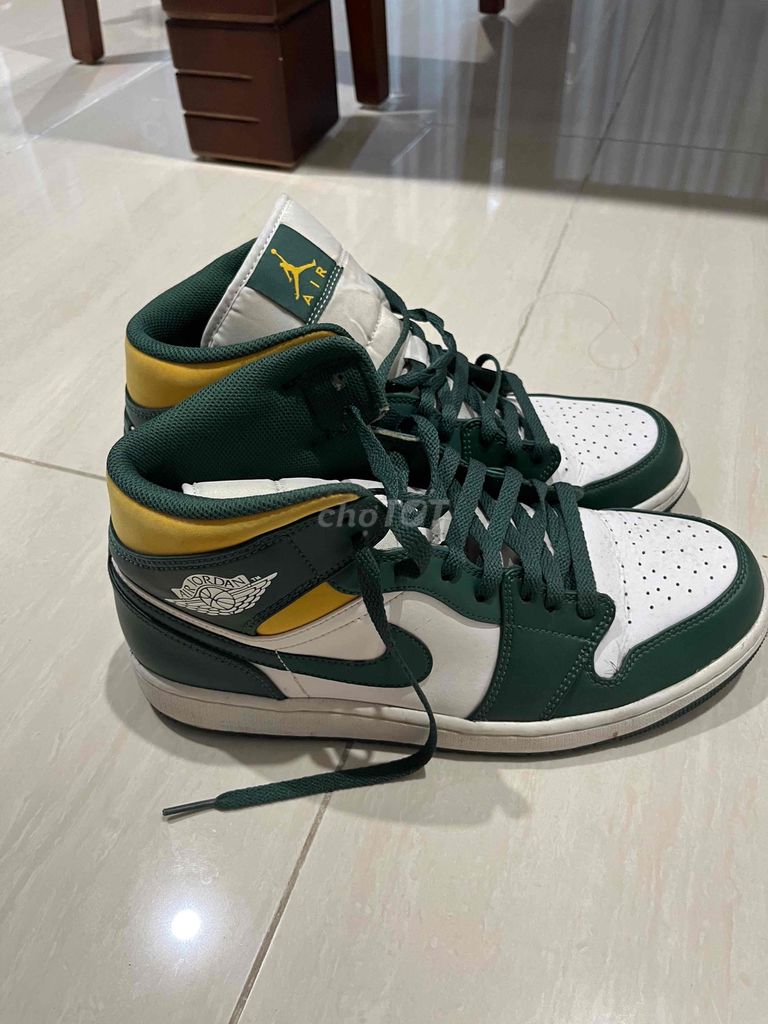 giày nike air jordan 1 mid green yellow còn mới