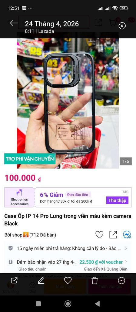 Ốp lưng Apple iPhone 14 Pro Nhựa trong. Mua bán Phụ kiện (Màn hình, Chuột...) tại Huyện Quảng Điền Thừa Thiên Huế được đăng bởi hàng boom lazada hình 1
