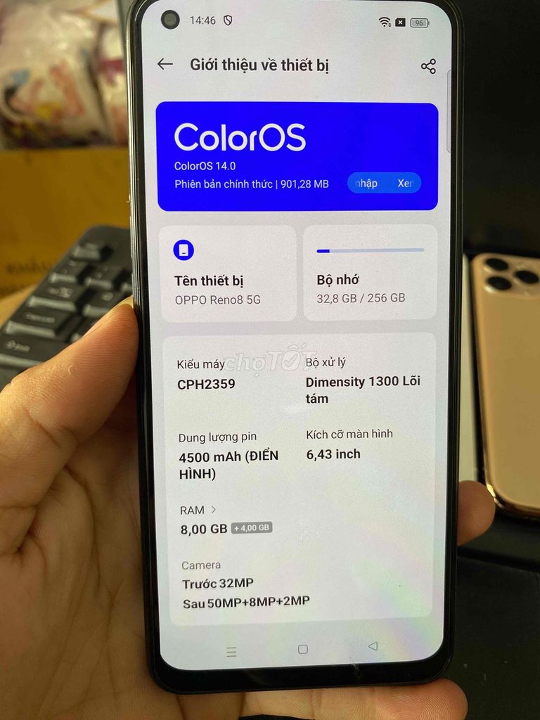 Oppo Reno8 Đen 5G 256GB, nguyên zin đẹp 99. Mua bán Điện thoại tại Huyện Đức Hòa Long An được đăng bởi Minh Ngọc hình 3
