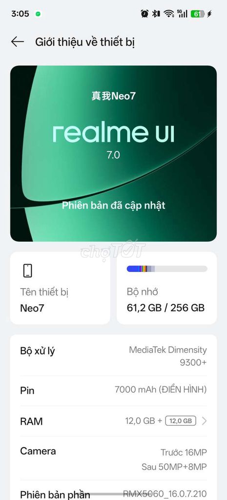 Realme Neo 7 256GB Đen 95%. Mua bán Điện thoại tại Quận 1 Tp Hồ Chí Minh được đăng bởi Phúc hình 1