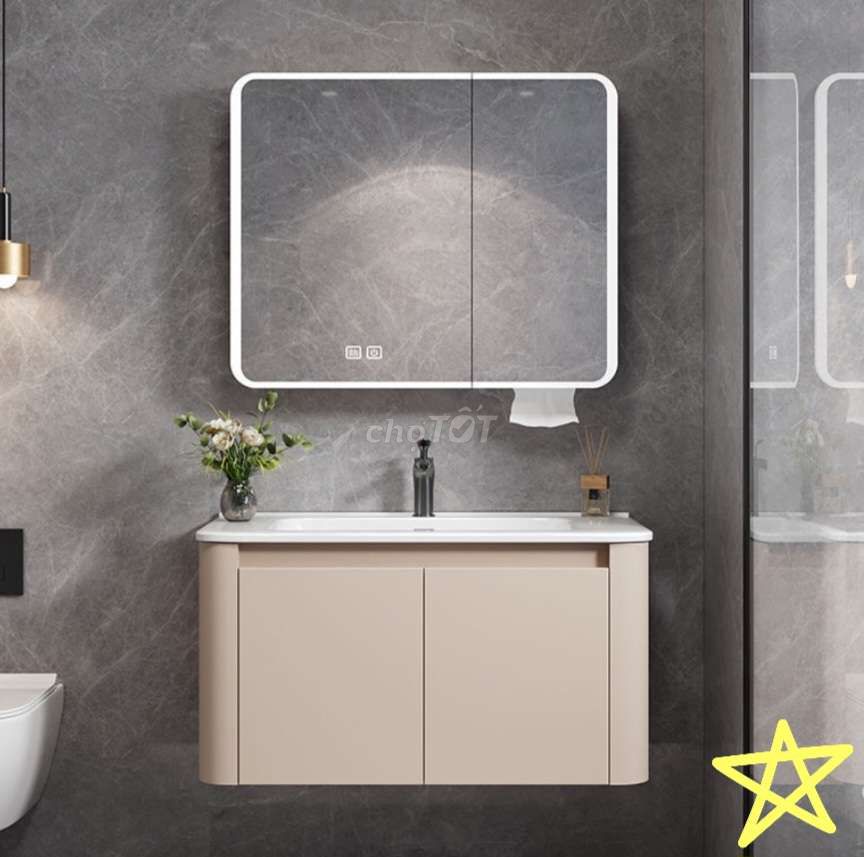 BỘ TỦ CHẬU LAVABO GƯƠNG ĐÈN CÓ SẤY KÍNH