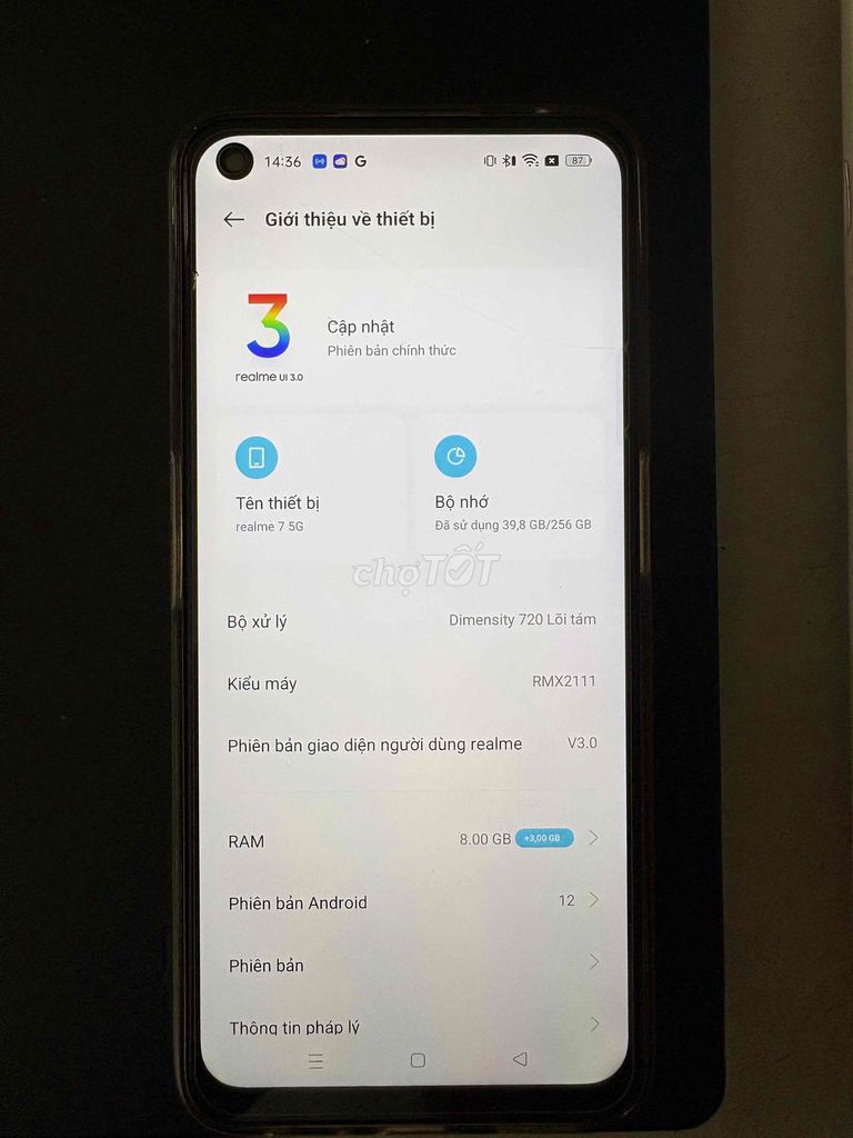 Realme 7 5G 256GB Bạc. Mua bán Điện thoại tại Huyện Đông Hưng Thái Bình được đăng bởi Nguyễn Việt hình 1