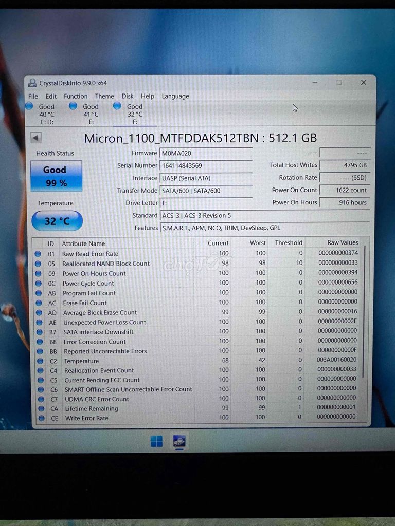 Ổ cứng SSD Micron 1100 512GB SATA 6Gb/s. Mua bán Linh kiện (RAM, Card...) tại Huyện Long Điền Bà Rịa - Vũng Tàu được đăng bởi Duy Huỳnh hình 1