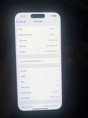 Apple iPhone 16 128GB Xanh 100% pin