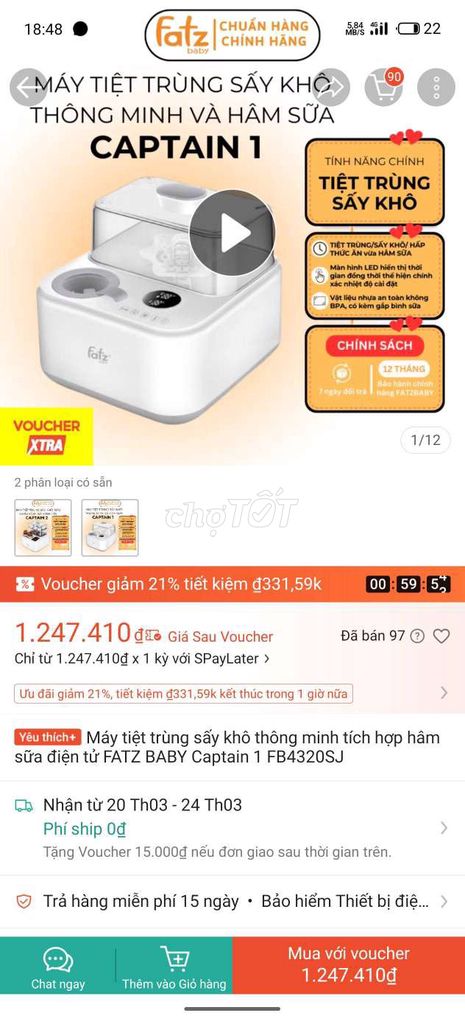 Máy hâm sữa Fatz Baby Captain 1. Mua bán Mẹ và bé tại Quận Kiến An Hải Phòng được đăng bởi Ngô Hưng hình 1