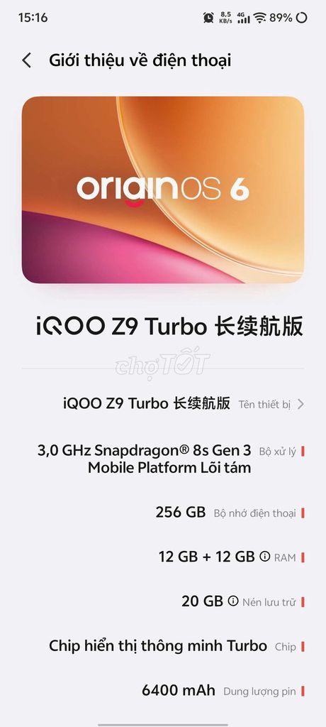 iQOO Z9 Turbo 12GB/256GB Trắng. Mua bán Điện thoại tại Thành phố Biên Hòa Đồng Nai được đăng bởi nguyễn văn mạnh hình 1