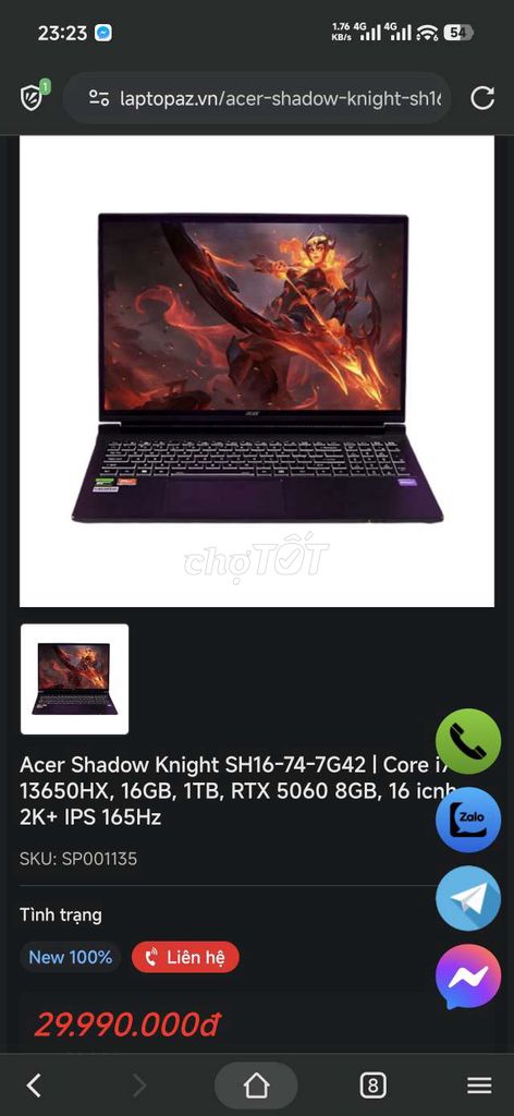 Acer Shadow Knight RTX 5060. Mua bán Laptop tại Thành phố Biên Hòa Đồng Nai được đăng bởi Thang Le hình 1