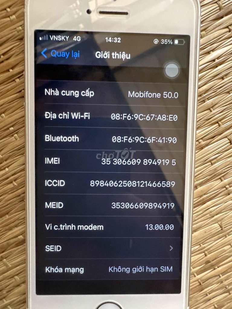 Apple iPhone SE 2016 32GB trắng. Mua bán Điện thoại tại Huyện Thạch Thất Hà Nội được đăng bởi Nguyễn Thắng hình 1