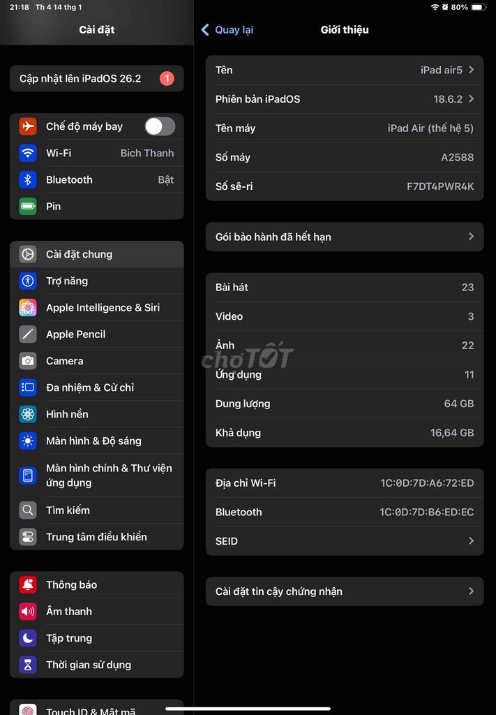 ipad air5 mất vân tay e muốn gl mini 6 bản có sim. Mua bán Máy tính bảng tại Huyện Khoái Châu Hưng Yên được đăng bởi Đào Bảo Vy hình 1