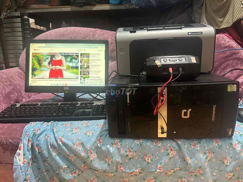 bộ máy tính + máy in HP. 2 củ 3