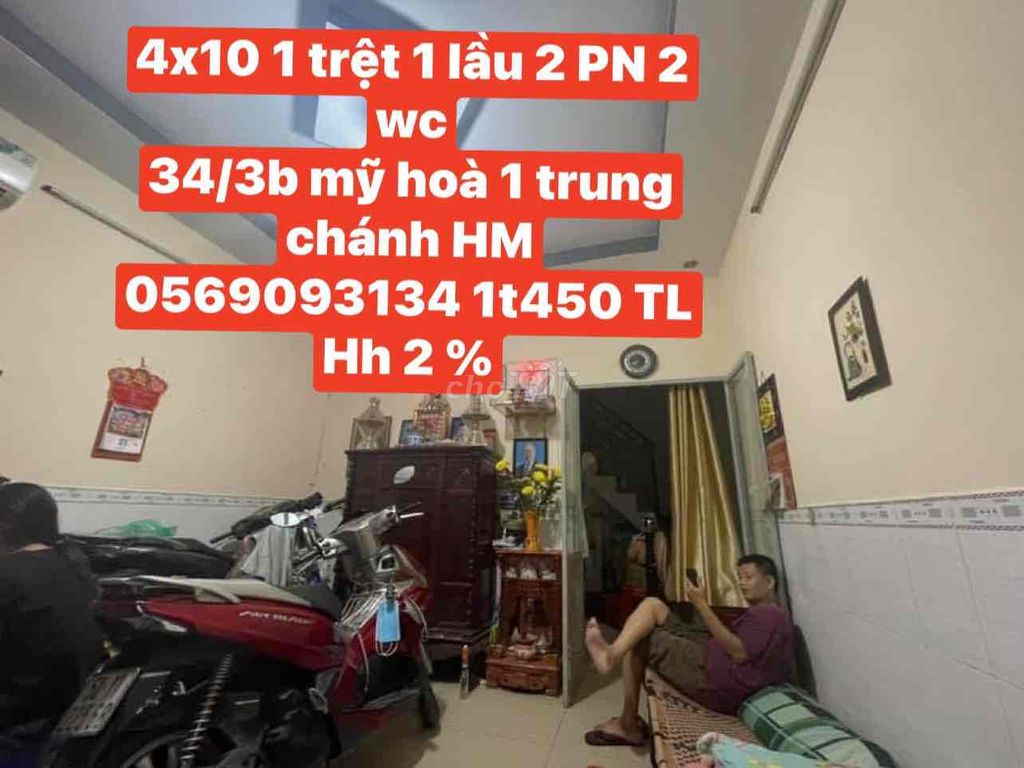 Nhà CCVB 4x10 1 tret 1 lầu 2 pn