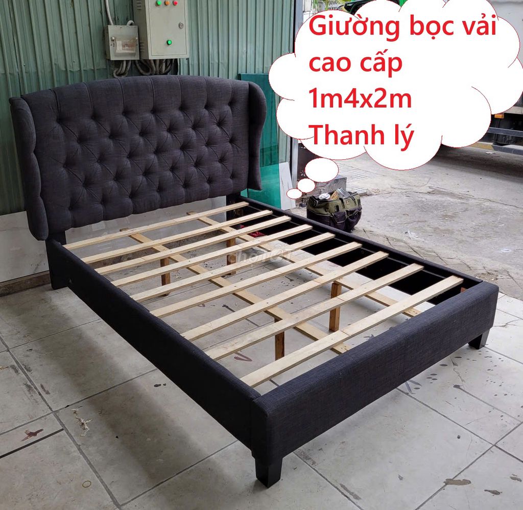 Giường ngủ Vải Gỗ Xám 1m4, giường bọc nệm thanh lý. Mua bán Giường, chăn ga gối nệm tại Quận Bình Thạnh Tp Hồ Chí Minh được đăng bởi Kho Nội thất Cũ Mới Phú Nhàn hình 1