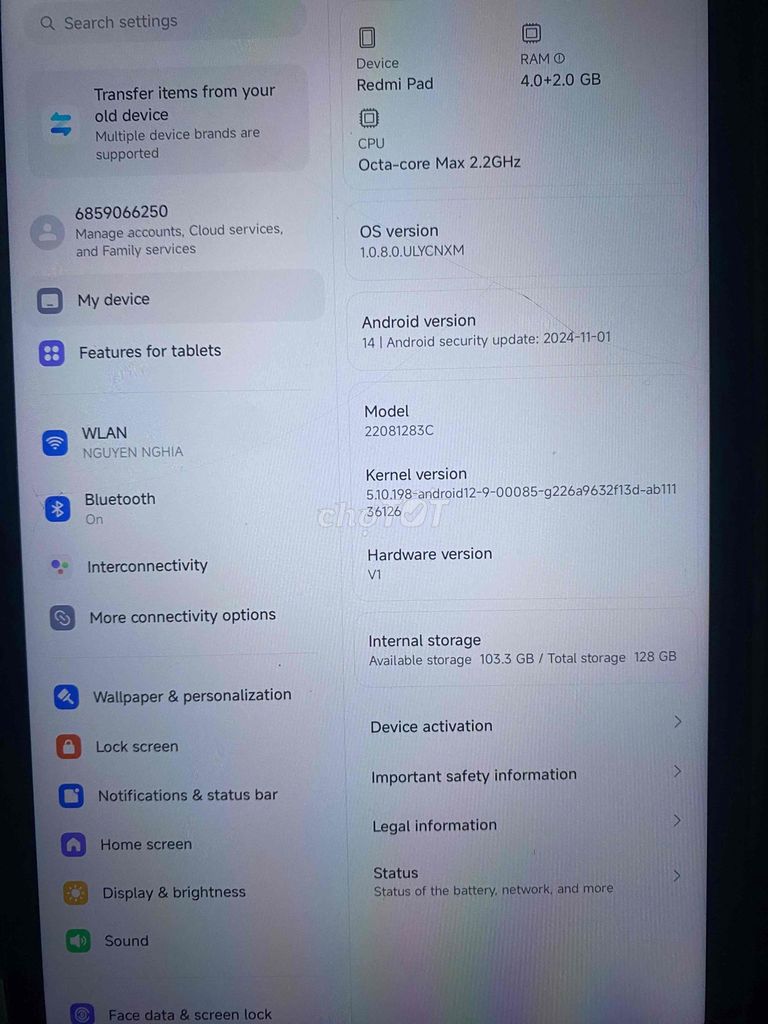 Xiaomi Redmi Pad Helio G99 8GB/128GB. Mua bán Máy tính bảng tại Quận Cầu Giấy Hà Nội được đăng bởi Trần Vĩ Thành hình 1