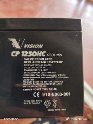 Ắc quy VVision CP 1250HC 12V 5.0Ah Đã sử dụng. Mua bán Phụ tùng xe tại Huyện Tam Đảo Vĩnh Phúc được đăng bởi Lại Hữu Huy
