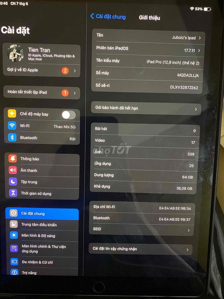 Apple iPad Pro 12.9 inch 64GB Bạc. Mua bán Máy tính bảng tại Thị xã Phú Mỹ Bà Rịa - Vũng Tàu được đăng bởi Ju Boiz hình 1