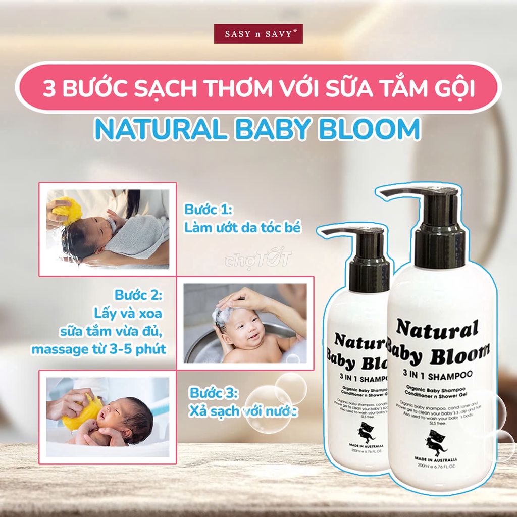 Sữa tắm gội 100% Organic Natural Baby Bloom 3in1