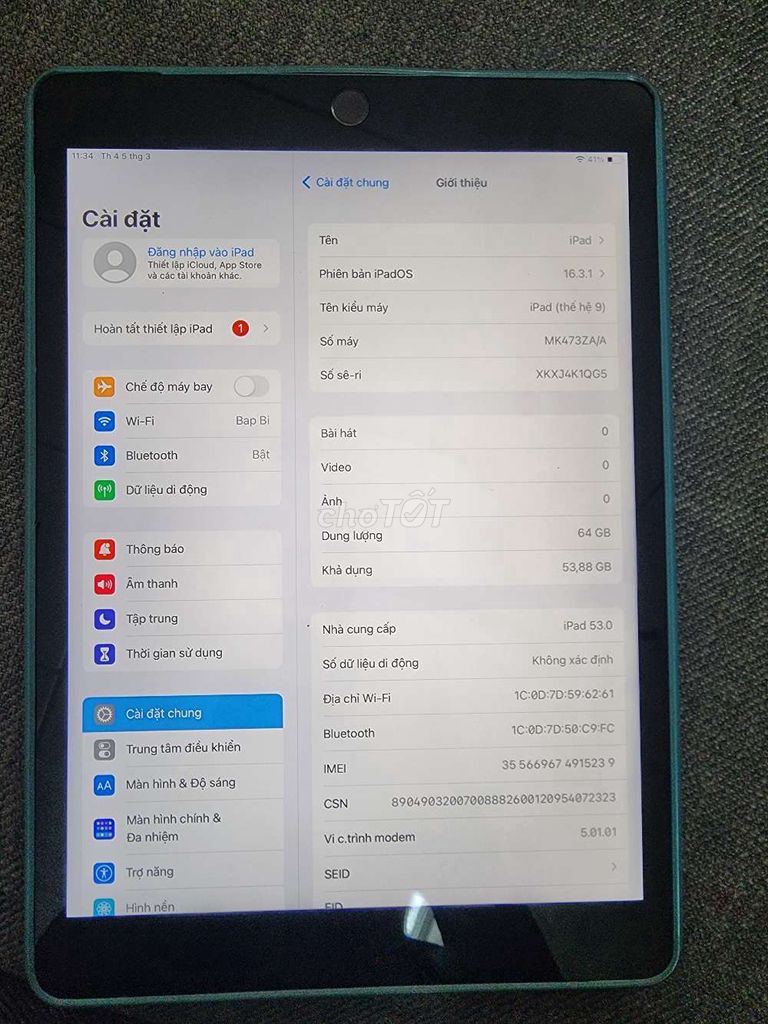 Ipad gen 9, 64g + 4g