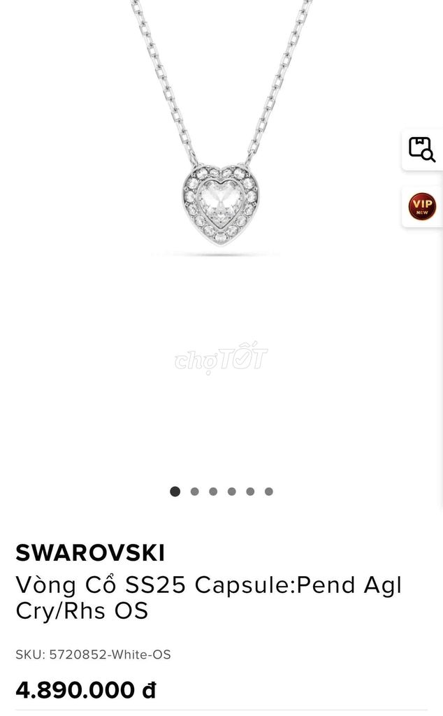 Pass dây chuyền Swarovski Dance Heart full box tag