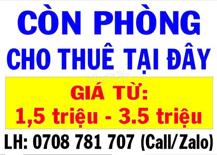 CÒN PHÒNG CHO THUÊ TẠI BÌNH THẠNH  GIÁ CHỈ TỪ 2TRXXX ĐẦY ĐỦ TIỆN NGHI