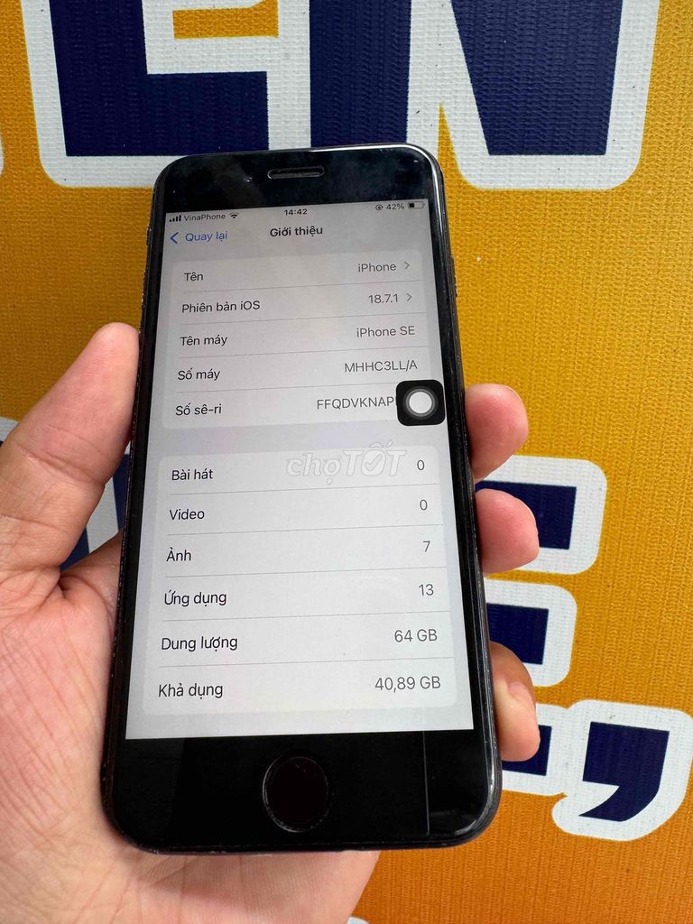 iPhone SE 64GB Đen ZIN Full chức năng. Mua bán Điện thoại tại Quận Ninh Kiều Cần Thơ được đăng bởi phan Nhân  hình 1