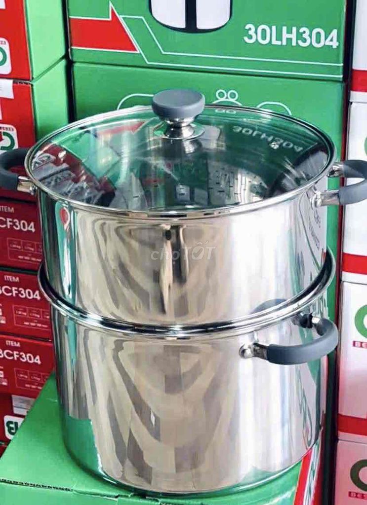 Nồi hấp Inox 304 đường kính 30cm cao 24 +18cm. Mua bán Dụng cụ nhà bếp tại Quận Liên Chiểu Đà Nẵng được đăng bởi THIẾT BỊ GIA DỤNG HÀNG CHÍNH HÃNG hình 1