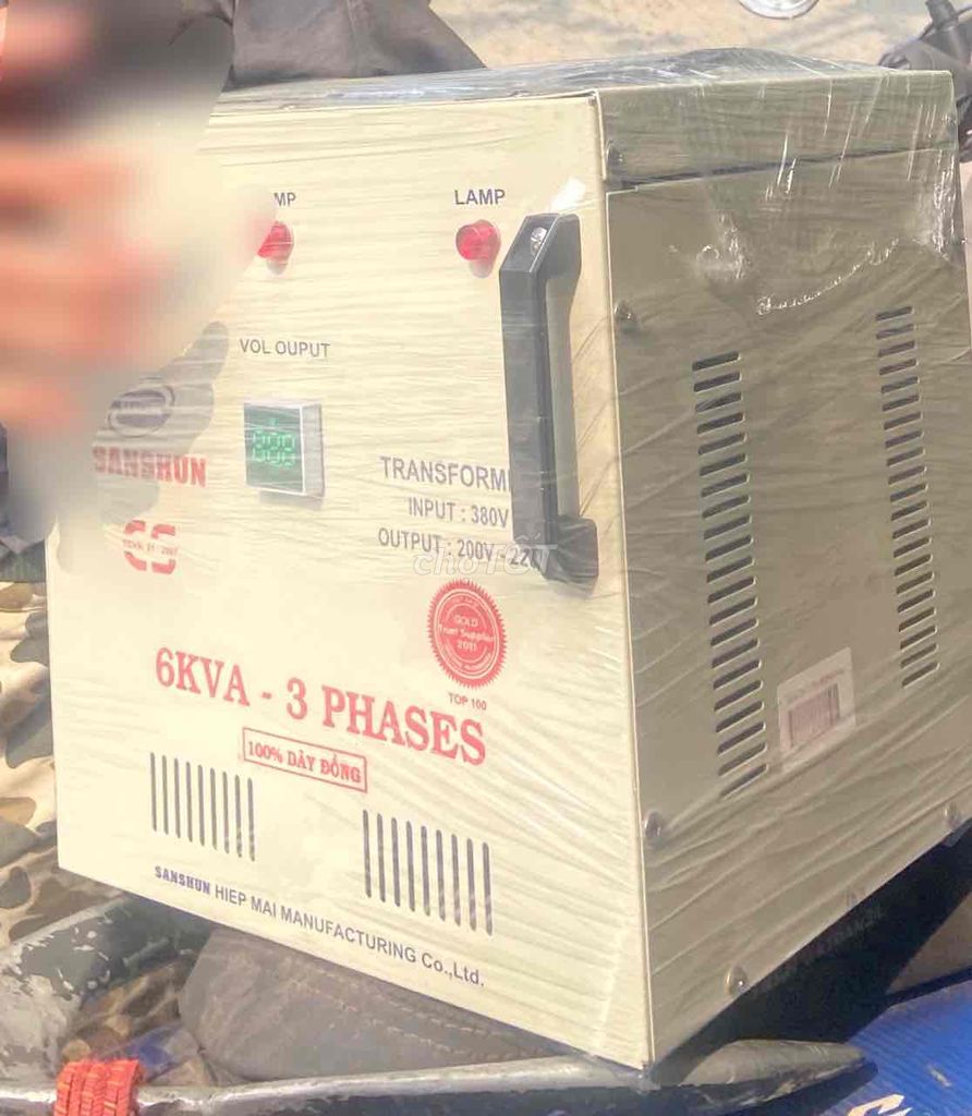 Biến áp 3phas 6KVA dây đồng 100% - vào 380V ra 200