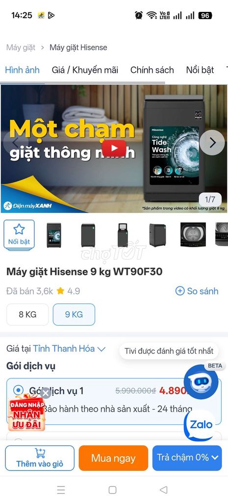 Máy giặt lồng đứng Hisense WT90F30 9 kg Đen. Mua bán Máy giặt tại Thị xã Tân Uyên Bình Dương được đăng bởi linh dan hình 1