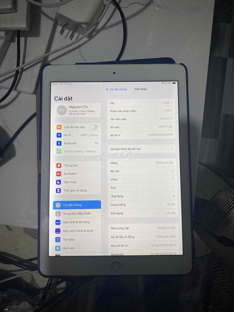Apple iPad Air 2 16GB Mới 99%. Mua bán Máy tính bảng tại Huyện Ngọc Hiển Cà Mau được đăng bởi Nguyen hình 1