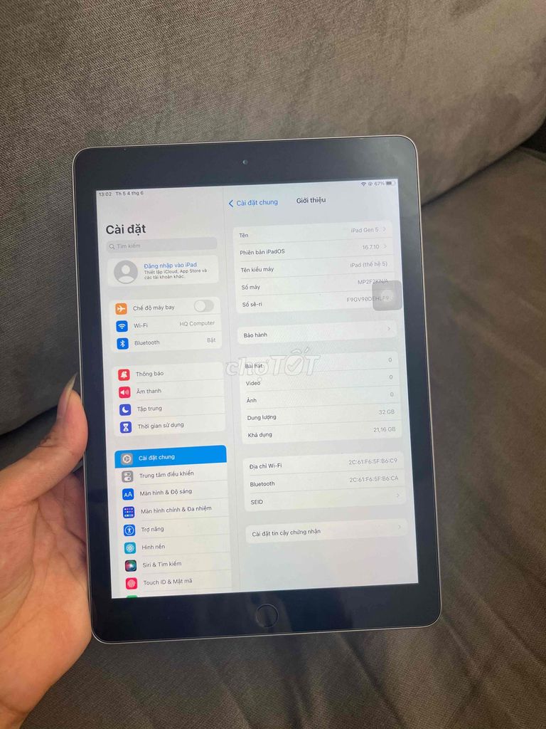 Apple iPad Gen 5 32GB Bạc. Mua bán Máy tính bảng tại Quận Đống Đa Hà Nội được đăng bởi HQ Computer hình 1