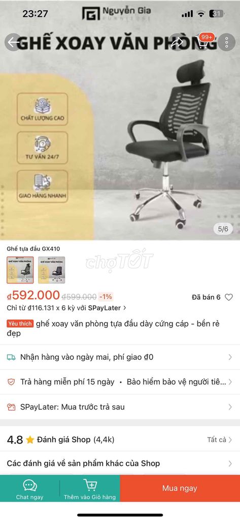 ghế xoay văn phòng còn mới