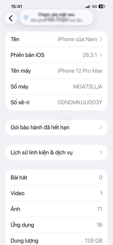 Apple iPhone 12prm 128GB quoc te đẹp 98%. Mua bán Điện thoại tại Huyện Cái Bè Tiền Giang được đăng bởi Nam hình 1