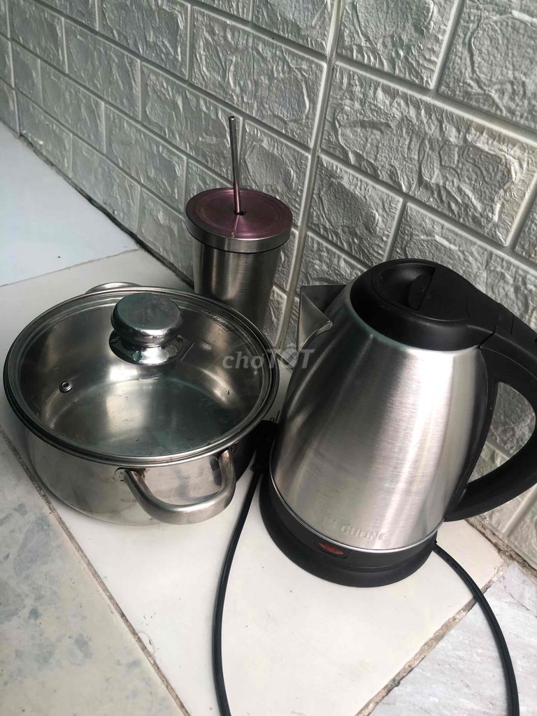 Nồi inox Happy cook+ ấm siêu tốc Kim Cương…