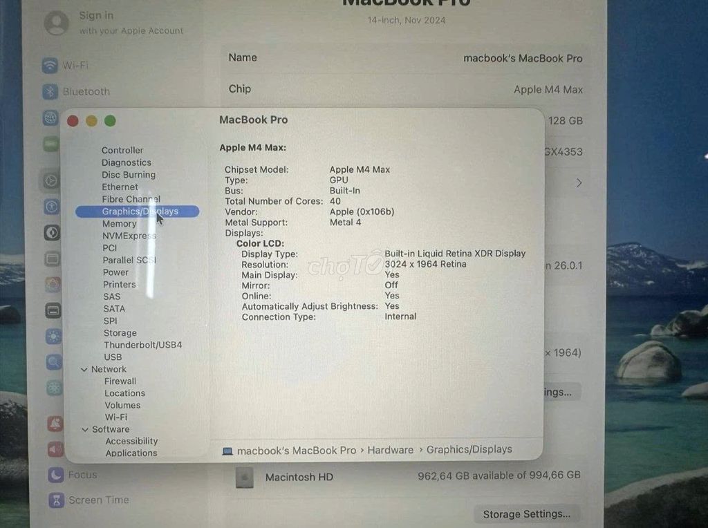 MacBook Pro M4 Max 128GB/1TB KHÔNG DÍNH MDM ICLOUD. Mua bán Laptop tại Quận 5 Tp Hồ Chí Minh được đăng bởi thuận hình 1