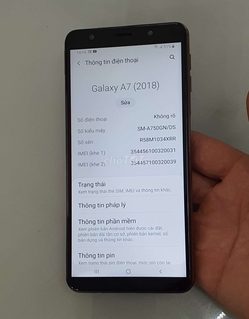 Samsung A7 2018 ram 6/128 GB đẹp 98%. Mua bán Điện thoại tại Quận Cầu Giấy Hà Nội được đăng bởi chú Hùng 60t 163HQV hình 3