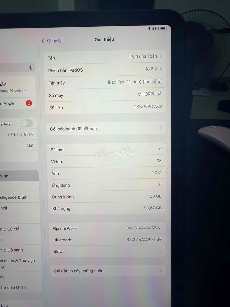 Apple iPad Pro M1 11 inch 128GB Xám. Mua bán Máy tính bảng tại Quận Nam Từ Liêm Hà Nội được đăng bởi Trần Quốc Toản hình 1